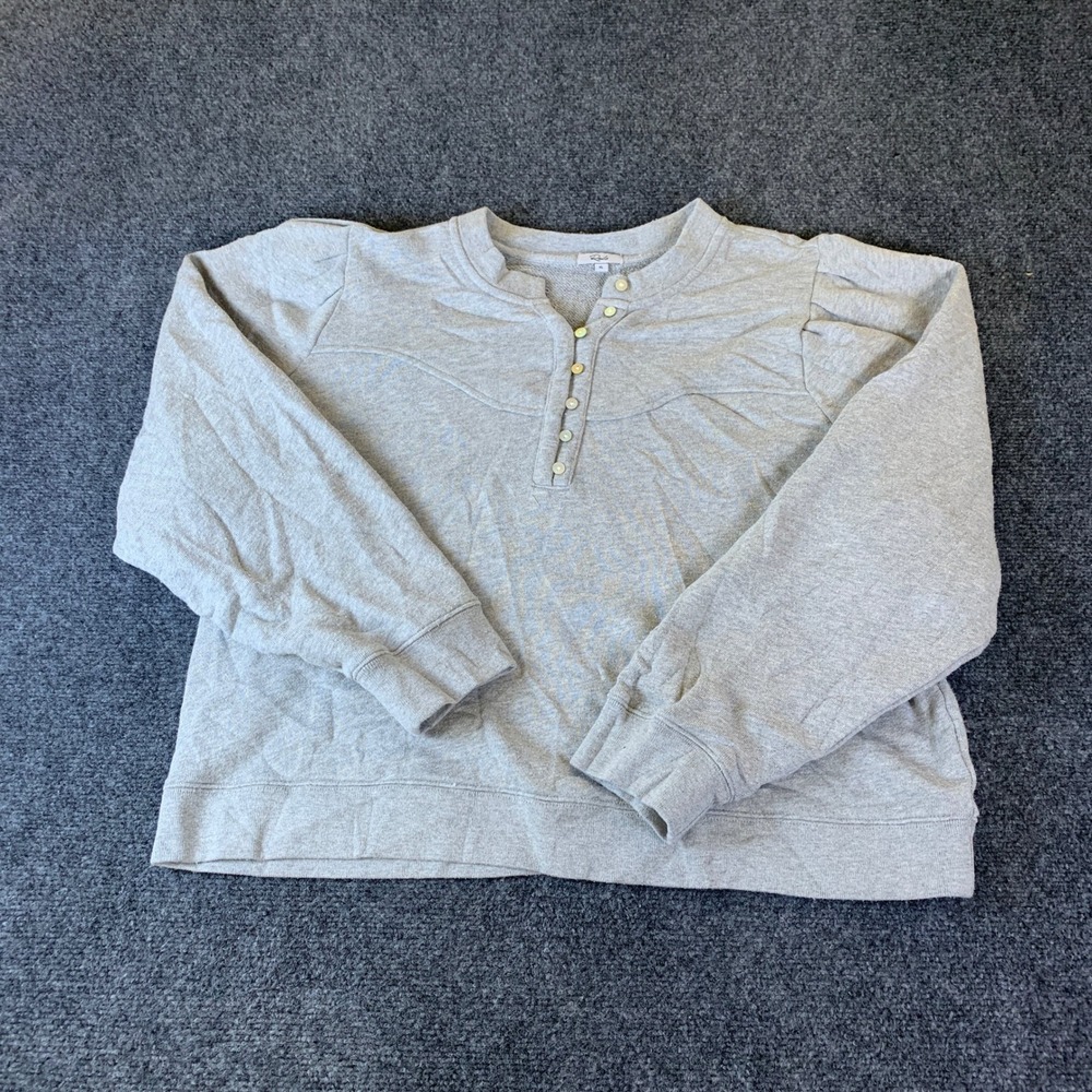 Rails Erla Henley Sweatshirt‎ Womens XL Heather Grey  Puff Sleeve Cotton